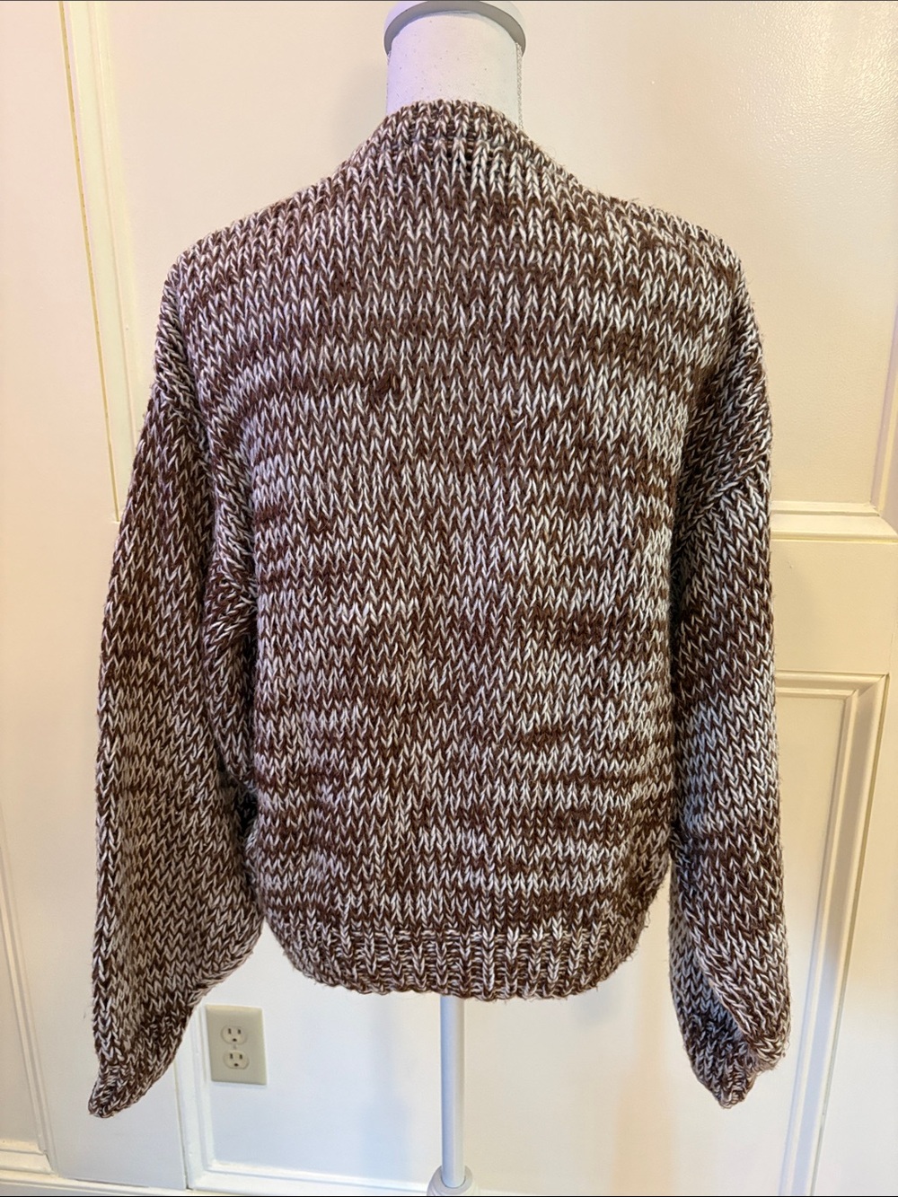 Cozy Brown Multi-Accent V-Neck Button Cardigan - Picture 6 of 7